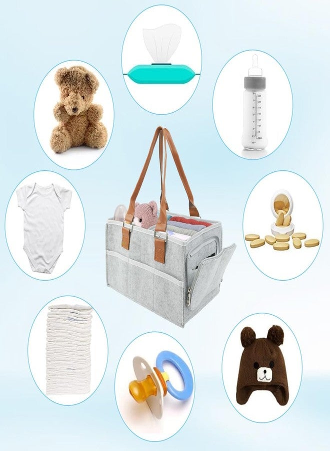 GSTORE IIEFashionable Baby Diaper Handbag - Soft Felt Organizer with Dividers, Multi-Pocket Design - Image 2